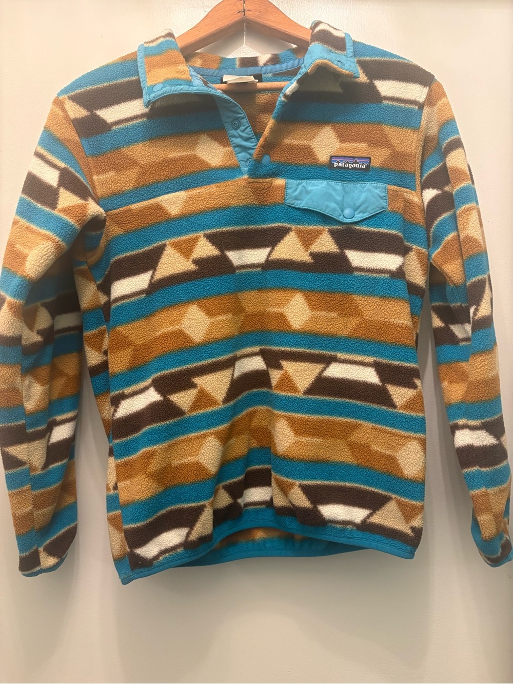 Patagonia Synchilla Pullover Womens Medium Snap T Fleece Aztec Size XS